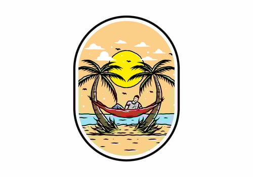 Relax on hammock on the beach illustration vector
