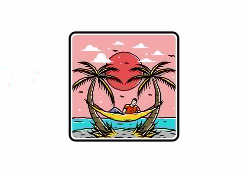 Relax on hammock on the beach illustration vector