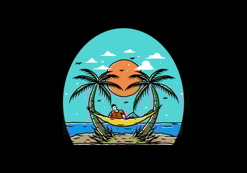 Relax on hammock on the beach illustration vector