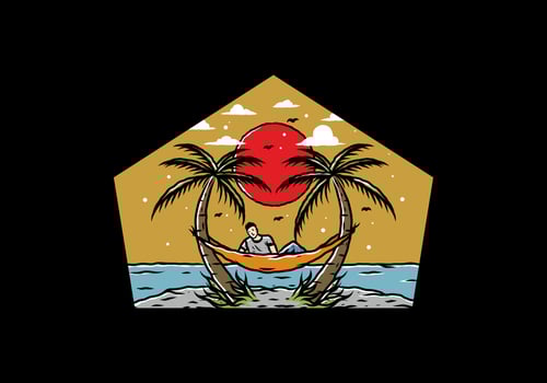Relax on hammock on the beach illustration vector