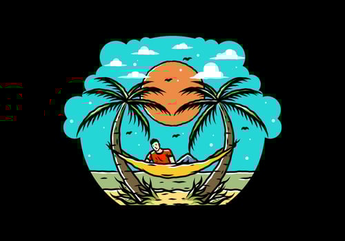 Relax on hammock on the beach illustration vector
