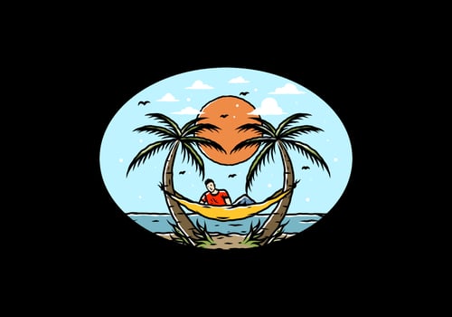 Relax on hammock on the beach illustration vector