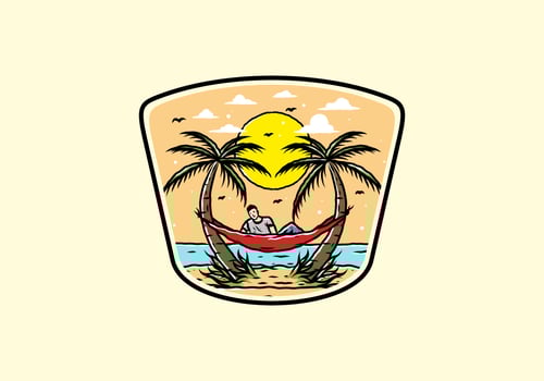 Relax on hammock on the beach illustration vector