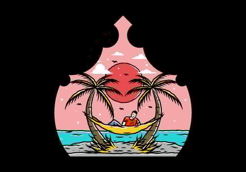 Relax on hammock on the beach illustration vector