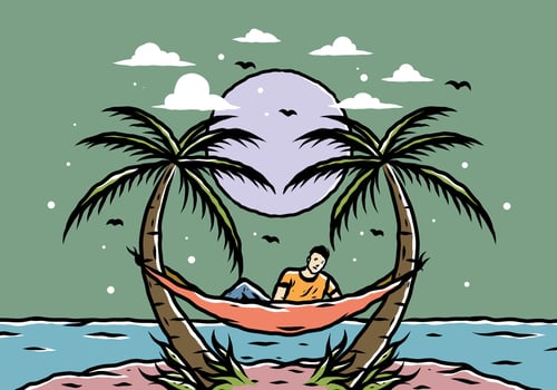 Relax on hammock on the beach illustration vector