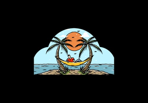 Relax on hammock on the beach illustration vector