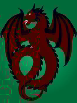 Red and black flying dragon vector illustration
