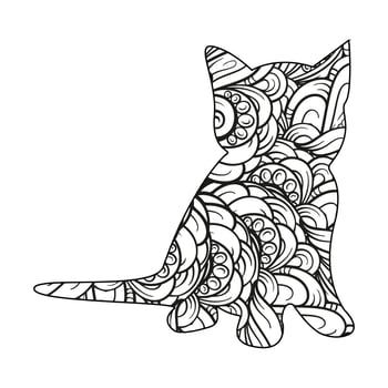 Mandala Cat Coloring Page For Kids vector