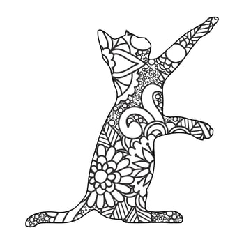 Mandala Cat Coloring Page For Kids vector