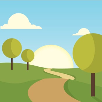 Poster road forest landscape summer vector illustration
