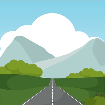 Poster way mountain forest landscape summer vector illustration