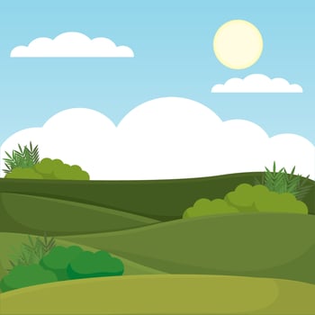 Poster field forest landscape summer vector illustration