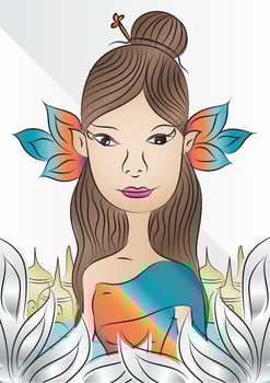 Thai women in thai traditional dress vector illustration, Traditional southeast asian costume, cartoon