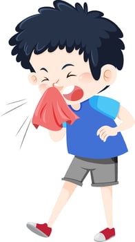 A sick boy cartoon character on white background vector