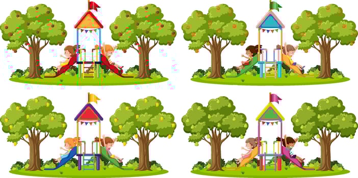 Outdoor playground slide for kids vector