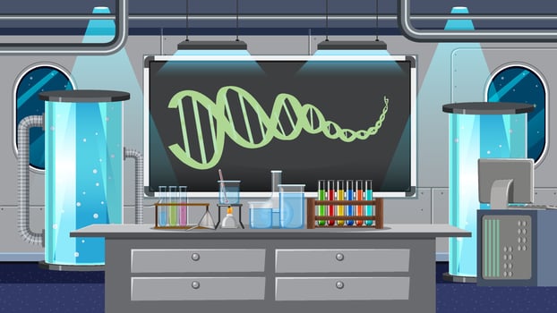 Science laboratory room for chemical experiments vector