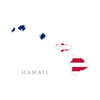 Shape of Hawaii state map with American flag. vector illustration. can use for united states of America indepenence day, nationalism, and patriotism illustration. USA flag design