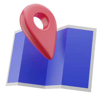 3D blue map with red pinpoint icon png