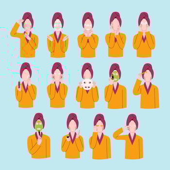 Woman doing skincare routine vector