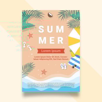 Flat summer party poster template vector