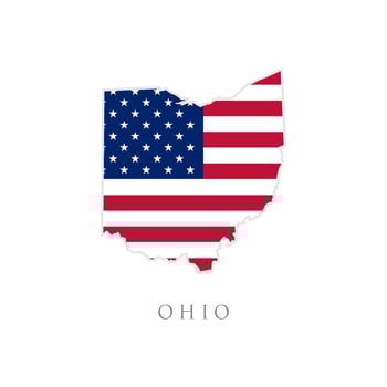 Shape of Ohio state map with American flag. vector illustration. can use for united states of America indepenence day, nationalism, and patriotism illustration. USA flag design