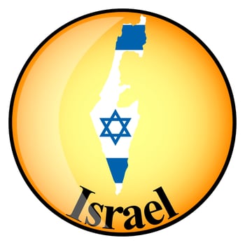 orange button with the image maps of Israel vector