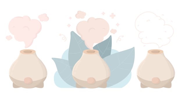 aroma diffuser, home aromatherapy for comfort and relaxation, vector illustration. air purifier. Humidifier. purifiers microclimate for home. Healthy humidity.