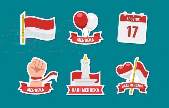 Indonesia Independence Day Sticker Set vector