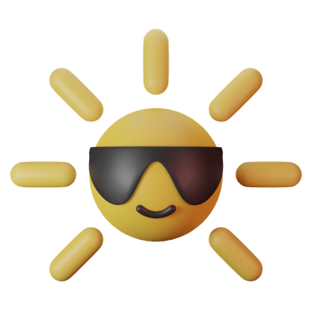 Summer Sun With Sunglasses 3D Render Icon png