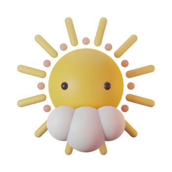 Summer Sun And Cloud 3D Render Icon png