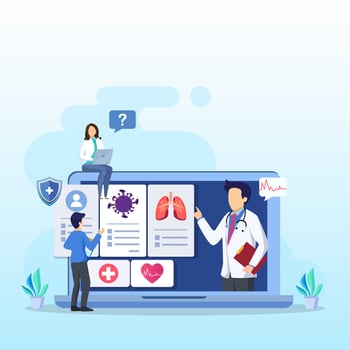 Online doctor vector illustration concept. Online medical consultation and support online