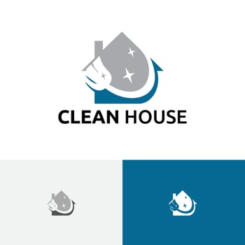 Clean Brush Broom House Cleaning Service Negative Space Logo vector
