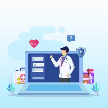 Online doctor vector illustration concept. Online medical consultation and support online