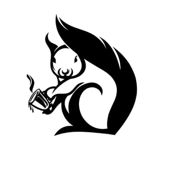 simple logo squirrel and a cup of coffee, logo for coffee shop, cafe business, vector