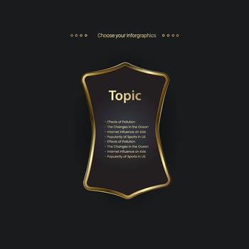 A gold buttons shape element template on black background, a modern golden buttons infographic option vector, illustration vector