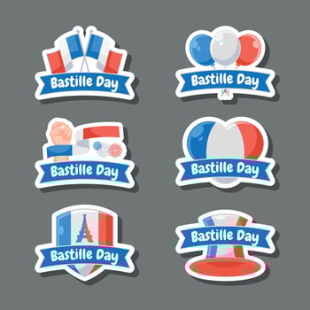 Bastille Day Sticker Collection vector