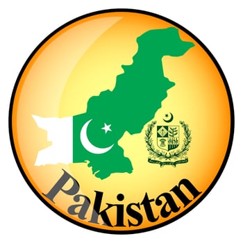 orange button with the image maps of Pakistan vector