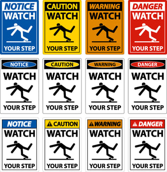 Caution Watch Your Step Sign On White Background vector