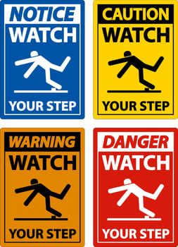 Caution Watch Your Step Sign On White Background vector