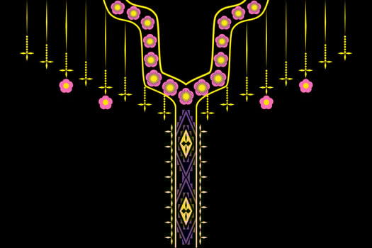 Geometric Ethnic necklace, neckline embroidery colorful traditional pattern design for woman clothing, jewelry, collar shirts, T-shirt. vector