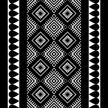 Black and white geometric ethnic seamless pattern design for wallpaper, background, fabric, curtain, carpet, clothing, wrapping. vector