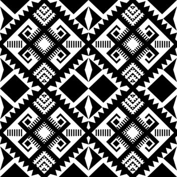 Black and white geometric ethnic seamless pattern design for wallpaper, background, fabric, curtain, carpet, clothing, wrapping. vector
