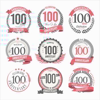 Collection of anniversary badges and labels retro design vector