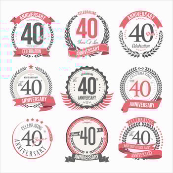 Collection of anniversary badges and labels retro design vector