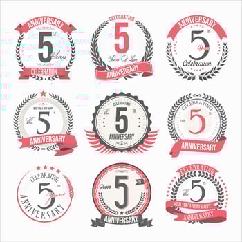 Collection of anniversary badges and labels retro design vector