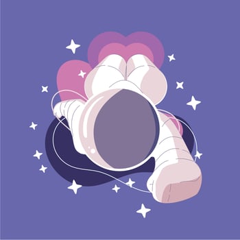 space, cosmonaut and galaxy cartoon style illustration vector