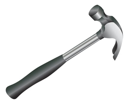 Metal metalwork hammer with the rubber handle vector