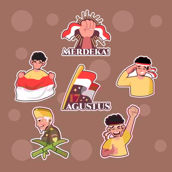 Sticker Set of Indonesia Independence Day vector