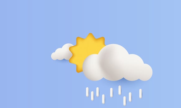 realistic rain sun on blue background 3d vector
