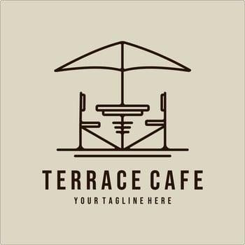 terrace cafe line art logo vector illustration design